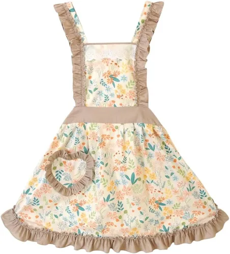 Miniatura 20 de CRB Fashion Delantal para mujeres para cocinar y hornear Delantales de chef de cocina para damas, mujer, con bolsillo Floral rosa