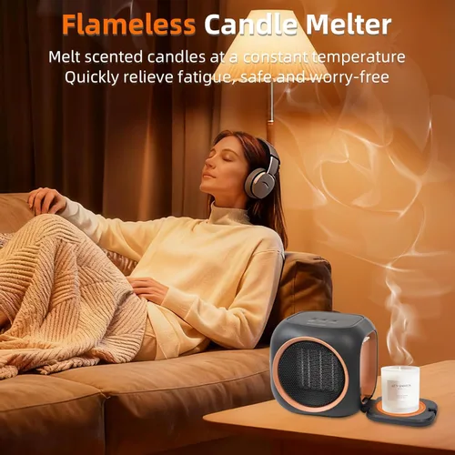 Miniatura 4 de Calentador de Espacio con Calentador de Tazas, Calentadores de Espacio Eléctricos para Uso en Interiores con Termostato, Calentador de Velas Ideal