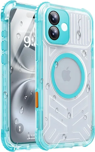 Miniatura 51 de Funda impermeable para iPhone 15 con Magsafe, protector de pantalla, cordón, IP68 militar de cuerpo completo a prueba de golpes, para deportes