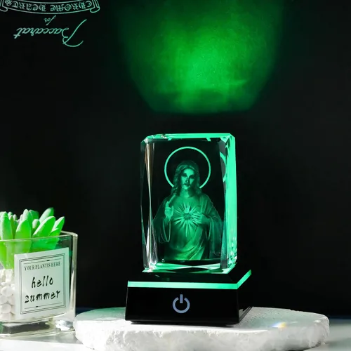 Miniatura 3 de Movdyka Estatua de Jesús de Cristal 3D Regalos Cristianos para Mujeres y Hombres, Regalos Religiosos con Grabado Láser para Amigos, Mamá, Papá