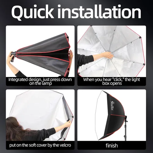 Miniatura 4 de Kit de iluminación Softbox, kit de iluminación para fotografía de 37 pulgadas con 110 W, 2700-6500 K, 11000 Lux, lámpara prismática LED regulable