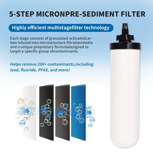 Miniatura 5 de 2 velas de filtro de agua de cerámica de 7 pulgadas, filtros de repuesto de filtro de agua de 7 pulgadas con carbón activado para sistema de filtro