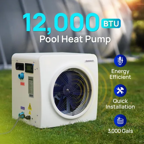 Miniatura 2 de AQUASTRONG Bomba de calor para piscina, calentador eléctrico para piscina sobre el suelo y en el suelo, calefacción y refrigeración para piscinas