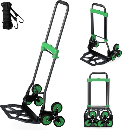 Miniatura 11 de Carro de Mano Plegable y Carretilla, Capacidad de 440 libras Carro de Equipaje Portátil con Ruedas de Goma y Mango Retráctil, Carro de Mano Plegable