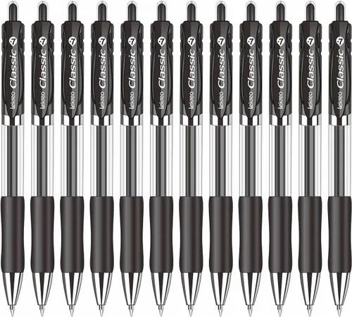 Miniatura 2 de Bolígrafos retráctiles clásicos de gel Lekreo, punta fina de 0.7mm (tinta negra - 12 paquetes)