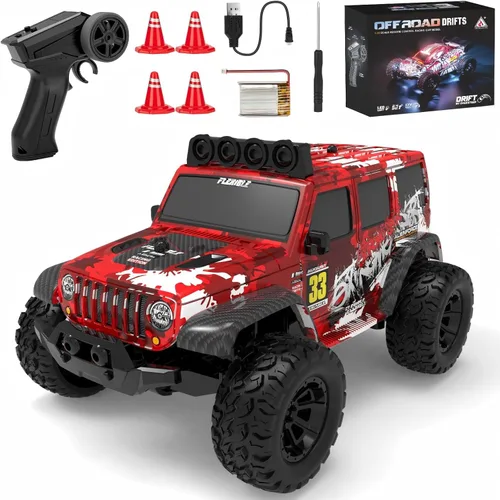 Miniatura 9 de Coche RC de Deriva Escala 1:24 Vehículo de Control Remoto 25KM/H(Pico) 4WD con Deriva, Coche RC de Deriva JDM con Luces LED Batería Recargable USB