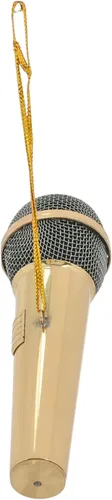 Miniatura 3 de Broadway Gifts Co - Micrófono de tono dorado pulido, adorno colgante de latón de 3 pulgadas, adorno de micrófono, regalos para músicos y cantantes