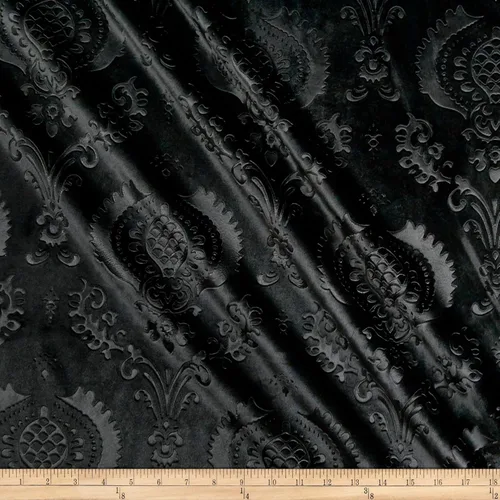 Tela de terciopelo de damasco brocado negro cortado por The Yard, material en relieve ideal para tapicería para entrenadores y sillas, cortinas,