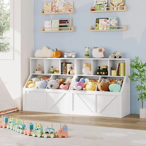 Miniatura 4 de Estantería para libros y almacenamiento de juguetes para niños, organizador de almacenamiento de juguetes, organizador de juguetes con armario