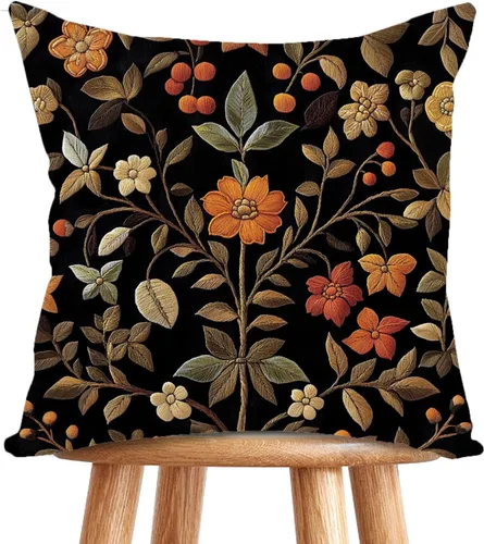 Funda de almohada con diseño floral vintage en terciopelo de William Morris, diseño abstracto, decoración del hogar, funda retro de estilo art deco