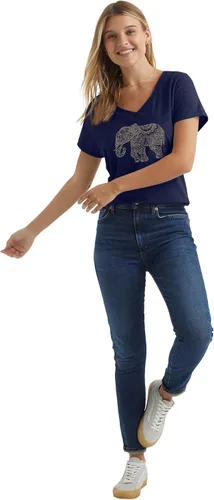 Miniatura 4 de Hanes - Camiseta de manga corta con cuello en V para mujer