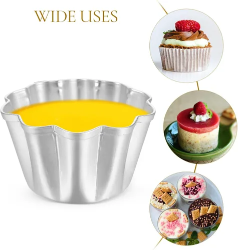 Miniatura 7 de SHERCHPRY 6 moldes de aluminio para tarta de huevo, latas de tarta pequeñas, moldes para cupcakes, moldes para pudín para hornear en casa estilo4