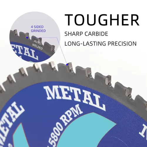 Miniatura 5 de 4-1/2" (115mm)-30T, hoja de sierra circular de trabajo de metal, eje 3/8 "(9.5mm), uso en todas las marcas de sierra inalámbrica de eje de 0.374 in