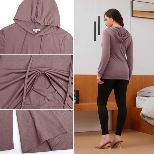 Miniatura 104 de GINKANA Sudadera con capucha para mujer, manga larga, lactancia materna, ropa casual