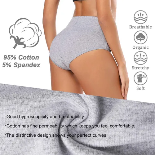 Miniatura 2 de Molasus - Ropa interior de algodón para mujer, cintura alta, cobertura total, tallas regulares y extragrandes
