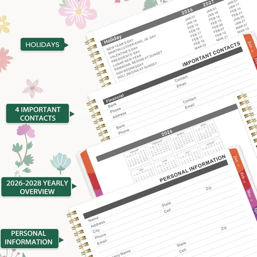 Miniatura 5 de Agenda mensual 2026-2027 – julio 2026 – diciembre 2027, agenda mensual 18 / calendario 2026-2027, 9 x 11 pulgadas, 18 meses, pestañas coloridas