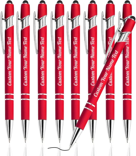 Miniatura 73 de Bolígrafo personalizado, 1 unidad, bolígrafo personalizado con logotipo de mensaje de nombre comercial grabado, lápiz digital de tinta negra suave