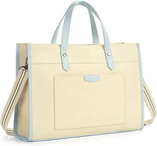 Miniatura 13 de Missnine Bolsa de mano para laptop de 15.6 pulgadas, bolsa de hombro para laptop de lona, bolsas de trabajo, cartera de mano informal, maletín