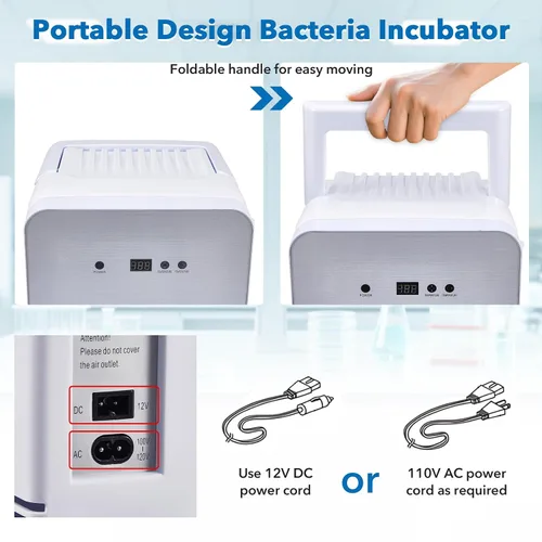 Miniatura 5 de Incubadora de 10L, incubadora de bacterias de 35-148℉, incubadora termostática de gabinete para uso general de laboratorio, placas de Petri