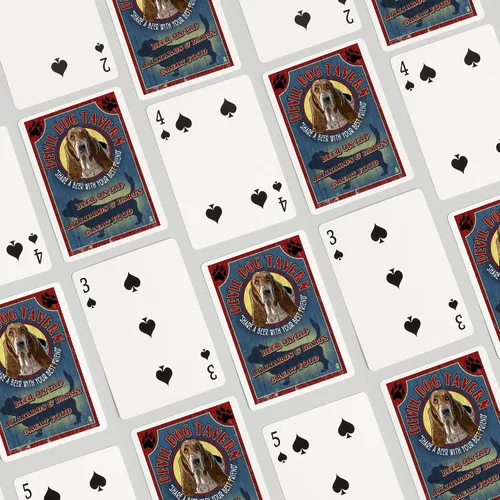 Miniatura 4 de Lantern Press Cartel vintage de Devil Dog Tavern, Basset Hound (52 cartas de juego, baraja de cartas de tamaño póquer con comodines)