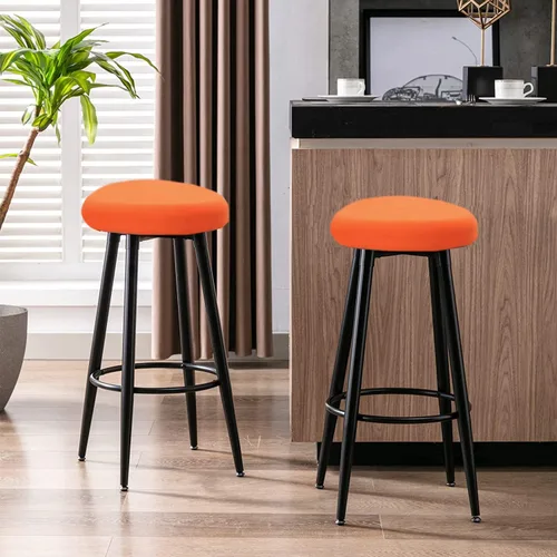 Miniatura 3 de Deisy Dee 4 fundas de asiento redondas para taburetes de bar, fundas elásticas para sillas redondas de 13 a 16 pulgadas (naranja)
