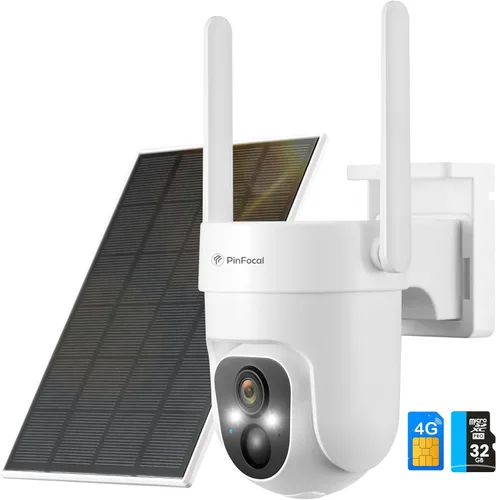 Cámara de seguridad celular 4G LTE inalámbrica para exteriores, no necesita WiFi, visión nocturna a color 2K, panorámica/inclinación de 360°, C4L01