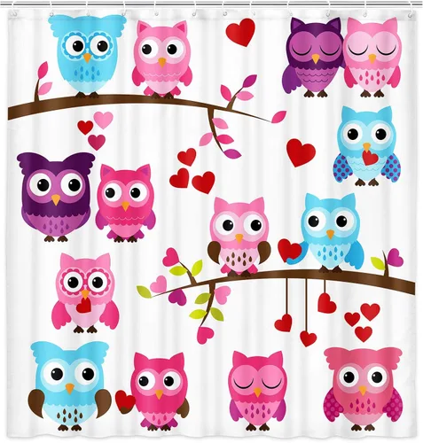 Miniatura 8 de NYMB Cortina de ducha de San Valentín con corazón rosa, romántica con purpurina y lindo gnomo en caída romántica de corazones rojos, cortina