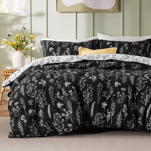 Miniatura 20 de Bedsure - Juego de edredón tamaño King, juego de ropa de cama verde salvia, 3 piezas de ropa de cama floral bonita, 1 edredón reversible suave