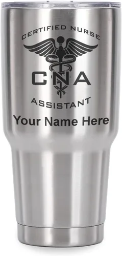 Miniatura 22 de LaserGram Vaso aislado al vacío de 20 onzas, asistente de enfermera certificada por CNA, grabado personalizado incluido (negro)