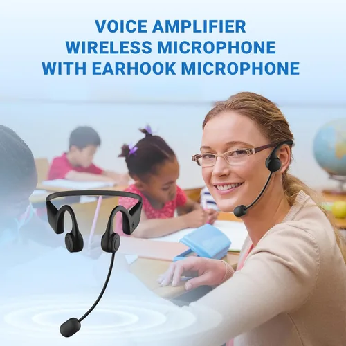 Miniatura 2 de Amplificador de voz Bluetooth con micrófono inalámbrico con gancho para la oreja, micrófono inalámbrico con combo de altavoces, mini megáfono
