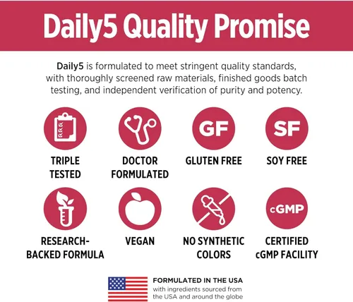 Miniatura 5 de DOCTORS' PREFERRED Daily5 Multivitamínico para mujeres y hombres, ingredientes clínicamente validados, corazón, articulaciones, circulación, 90