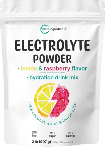 Miniatura 11 de Micro Ingredients Polvo de electrolito de hidratación, 1 libra (69 porciones) Sabor a uva Concord Alto potasio (1,000 mg) + agua de coco Sin