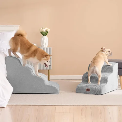 Miniatura 8 de EHEYCIGA Rampa de escaleras curvadas para perros pequeños de 15.7 pulgadas de alto, escalones para perros de 3 escalones para sofá y silla