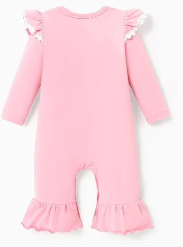 Miniatura 2 de Disney Stitch Princess Cenicienta Ariel Minnie Winnie Baby Girls - Mameluco de manga larga con volantes para recién nacidos y niños pequeños