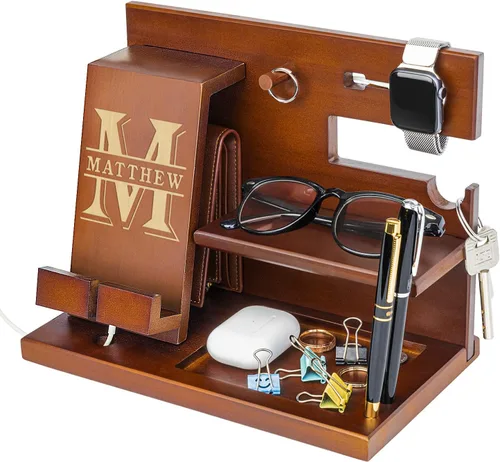 Miniatura 8 de awofer Estación de acoplamiento de madera personalizada para teléfono, versículo bíblico personalizado, regalos religiosos para hombres, múltiples