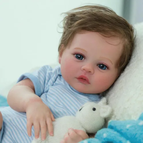 Miniatura 7 de SCOM Muñecas Reborn Baby Niño Meadow de 18 pulgadas – Recién nacido realista, cuerpo de tela suave con peso, adorable muñeca de la vida real posable