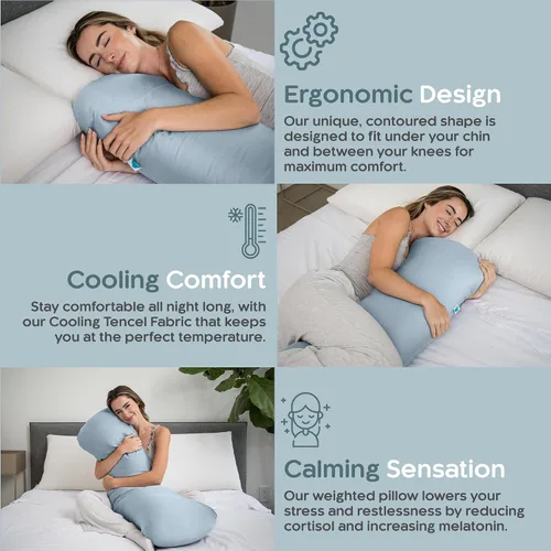 Miniatura 4 de SleepCloud Almohada corporal con peso de 6.5 libras - Almohada pesada para un sueño más profundo - Almohadas refrescantes para adultos - Almohada