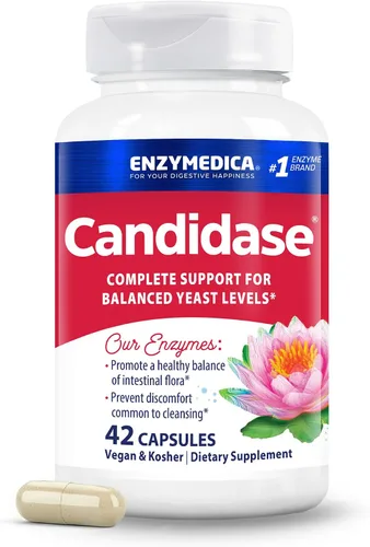 Enzymedica Candidasa, enzimas para un apoyo de limpieza suave para hombres y mujeres, mezclado para la salud intestinal y microbioma con celulasa y