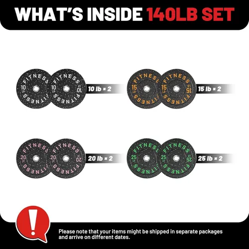 Miniatura 2 de Papababe Placas de peso, juego de placas de pesas de 2 pulgadas, placas de peso de goma protectoras para el suelo, placas de parachoques de 10 a 600