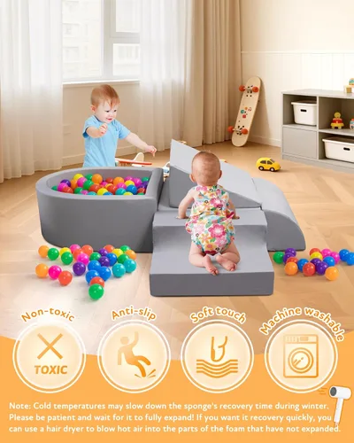 Miniatura 6 de Bloques de escalada para bebés, juego suave para bebés que gatean de 6 a 12 meses, partículas antideslizantes en la parte inferior y conectores