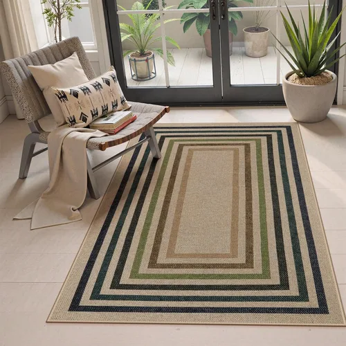 Miniatura 76 de Alfombra Moderna de Yute Fácil de Limpiar Arcoíris Lahome, 2x6 Alfombra de Pasillo Lavable para Cocina, Alfombras de Pasillo para Pasillos, Alfombra
