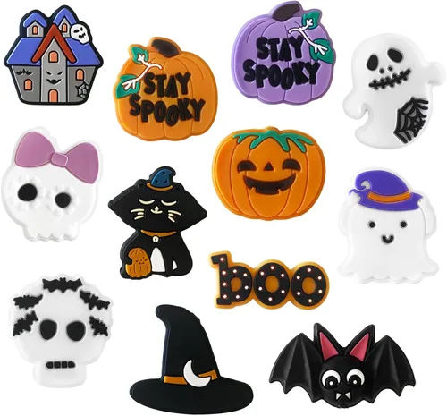 Cuentas de silicona de Halloween, 12 piezas de calabaza, fantasma, murciélago, silicona focal, cuentas sueltas, accesorio para manualidades,