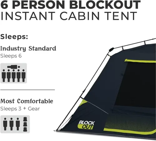 Miniatura 2 de CORE Blackout Instant Cabin Tent Large Family Pop Up Dark Room Tent with Easy Camp Setup Included Storage Pockets for Outdoor Camping Accessories
