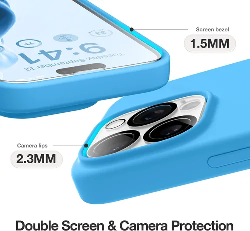 Miniatura 300 de GONEZ Funda de silicona para iPhone 15 Pro Max, compatible con Magsafe, protector de cámara + protector de pantalla, forro de microfibra suave