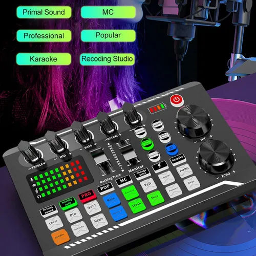 Miniatura 4 de Mezclador de audio, mezclador de audio profesional, cambiador de voz, tarjeta de sonido en vivo, reducción de ruido Bluetooth, cambiador de voz