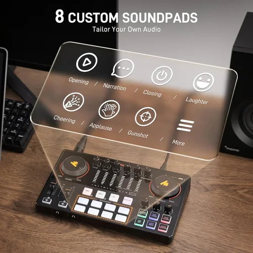 Miniatura 6 de MAONO Paquete de equipos de podcast: mezclador de interfaz de audio con entrada XLR dual para transmisión de podcasts - MaonoCaster E2 Gen2