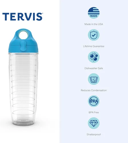 Miniatura 136 de Taza de viaje Tervis de doble pared transparente y colorida con tapa fabricada en Estados Unidos mantiene las bebidas frías y calientes, 16 onzas