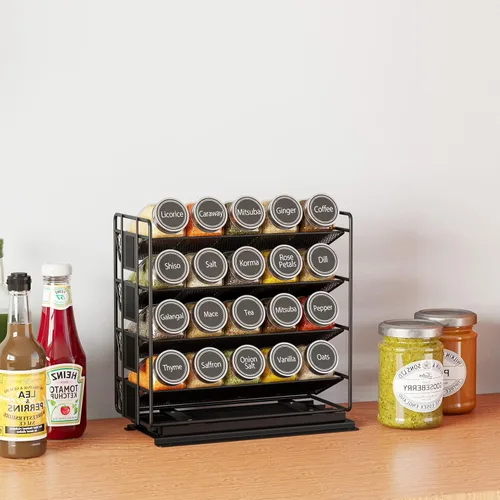 Miniatura 6 de SpaceAid Organizador de especias extraíble con 20 tarros, organizador de condimentos deslizante resistente para armarios de cocina, con 801