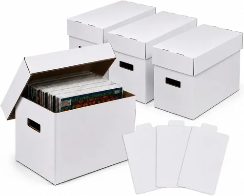 PIT66 Paquete de 3 Cajas de Almacenamiento de Cómics que Contiene 150-175 Cómics Plegables y Apilables Caja Corta de Cómics a Prueba de Humedad Caja