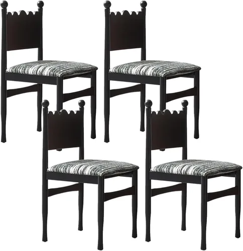 Miniatura 10 de Silla de comedor de madera maciza, sillas de cocina tapizadas, sillas de comedor de 4, silla de acento negra para cocina, comedor, sala de estar